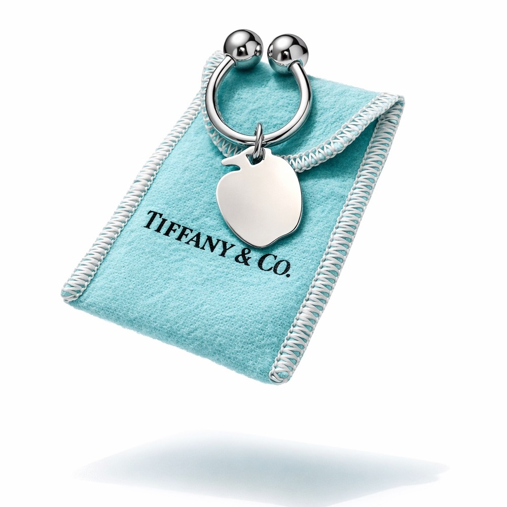 Tiffany & Co. Silver Apple Charm with Blue Pouch Purse Charm